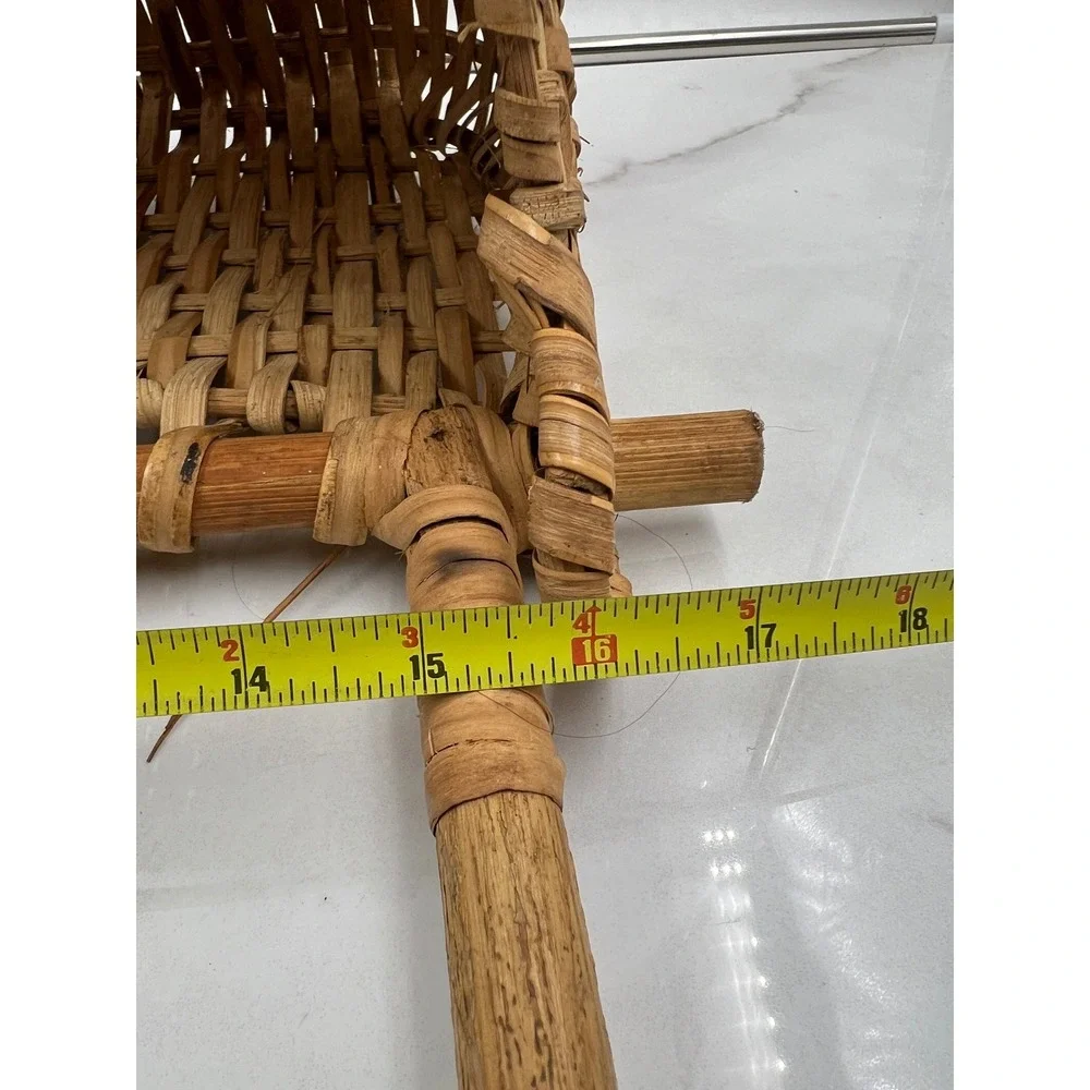 VTG Wicker Gathering Basket Hanging Peg Bentwood Handle Rustic Garden Brown